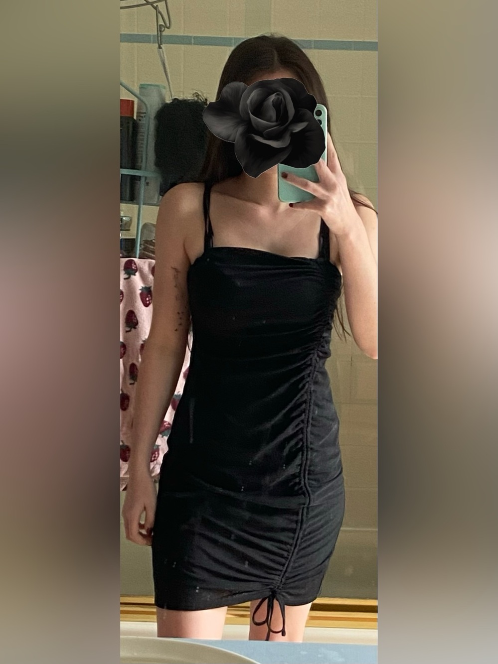 Forever 21 Black Mini Dress Adjustable Side Ruch worn once young adult size M